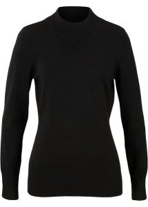 Sweter basic ze stójką, z bawełny z recyklingu. Fioletowe golfy bonprix, bez wzorów, z bawełny. Za 64,99 zł.