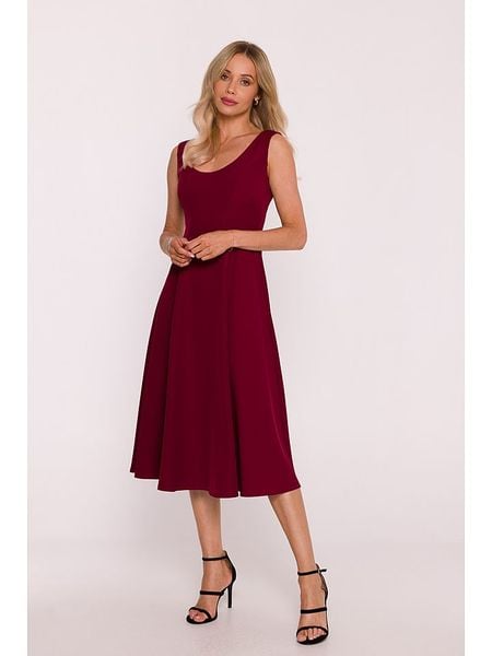 Stylove Sukienka w kolorze bordowym rozmiar: L. Czerwone sukienki Stylove, l, bez wzorów, bez kołnierzyka, bez ramiączek, midi. Za 236,61 zł.