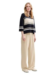 Tom Tailor Sweter w kolorze granatowo-beżowym rozmiar: XS. Brązowe swetry oversize Tom Tailor, xs, bez wzorów, bez ramiączek. Za 92,42 zł.