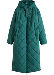 Długi płaszcz pikowany z kapturem. Czarne płaszcze bonprix, bez wzorów, z kapturem. Za 349,99 zł.