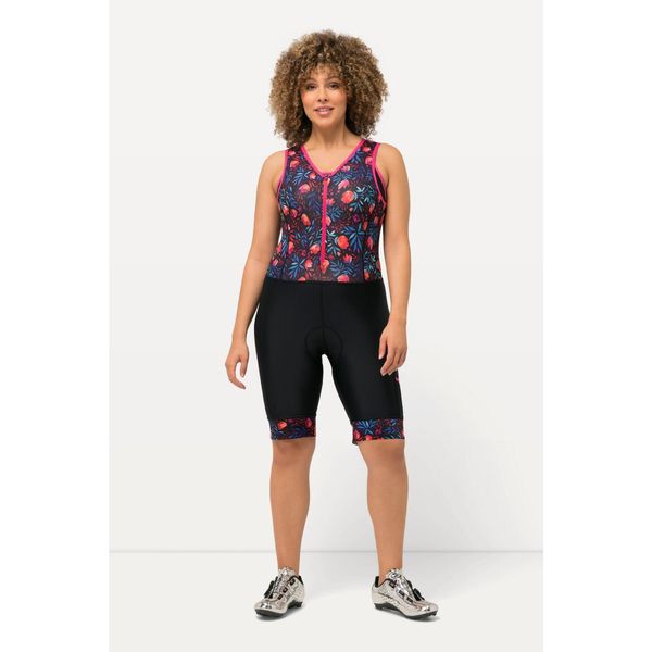 Damskie Spodenki rowerowe wypełnienie na pośladkach szelki szybkoschnące. Czarne szorty Ulla Popken, bez wzorów, z elastanu. W wyprzedaży za 167,99 zł.