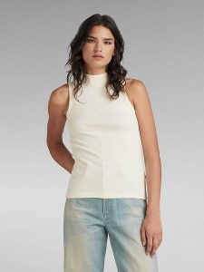 G-Star Top w kolorze kremowym rozmiar: XL. Brązowe topy G-Star, xl, bez wzorów, retro, bez kołnierzyka, bez ramiączek. Za 79,03 zł.
