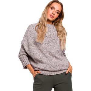 Szary Melanżowy Oversizowy Sweter z Półgolfem. Szare swetry klasyczne MOE, l, z materiału, bez kołnierzyka. Za 223,90 zł.