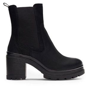 Botki Lasocki. Czarne botki Lasocki, bez wzorów, bez obcasa, na słupku, bez zapięcia. Za 269,99 zł.