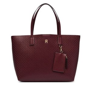 Torebka Tommy Hilfiger. Czerwone shopper bag TOMMY HILFIGER, bez wzorów, bez dodatków. Za 699,99 zł.