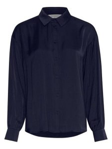 MOSS COPENHAGEN Bluzka "Sandeline" w kolorze granatowym rozmiar: XS/S. Niebieskie bluzki Moss Copenhagen, s, bez wzorów, bez kołnierzyka, bez ramiączek. Za 140,20 zł.