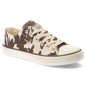 Trampki damskie Big Star, tekstylna cholewka zwierzęcy print sznurowany fason klasyczna gumowa podeszwa okrągły nosek, brązowe, TT274771. Brązowe trampki Big Star, bez wzorów, z gumy, bez zapięcia. Za 129,00 zł.