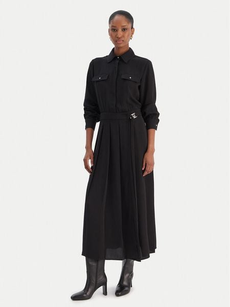 Liu Jo Sukienka koszulowa MF5145 T4241 Czarny Regular Fit. Czarne sukienki Liu Jo, bez wzorów, z syntetyku, bez kołnierzyka, bez ramiączek, koszulowe. Za 699,99 zł.