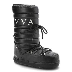 Czarne Śniegowce Donna Fabiani Damskie Zimowe Buty. Czarne buty zimowe Donna Fabiani, ze skóry ekologicznej, bez obcasa, bez zapięcia. Za 299,00 zł.