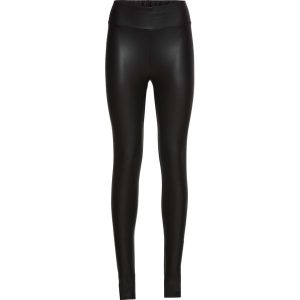 Legginsy ze sztucznej skóry z połyskującą powłoką. Czarne legginsy bonprix, bez wzorów, ze skóry. Za 104,99 zł.