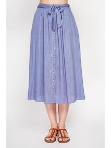 Le Jardin du Lin Lniana spódnica w kolorze niebieskim rozmiar: 36. Niebieskie spódnice Le jardin du lin, bez wzorów, ze lnu, midi. Za 108,99 zł.