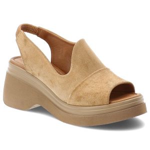 Sandały damskie Artiker, cholewka ze skóry naturalnej zamszowej wsuwany fason na masywnej podeszwie na koturnie, beżowe, 58C2045. Brązowe sandały ARTIKER, bez wzorów, ze skóry, bez obcasa, na koturnie, bez zapięcia. Za 269,00 zł.