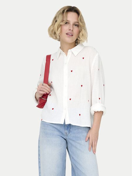 ONLY Koszula Heart 15332482 Biały Regular Fit. Białe koszule ONLY, m, bez wzorów, z bawełny, bez kołnierzyka, bez ramiączek. Za 189,99 zł.