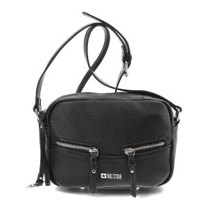 Czarna Torba Damska Big Star Modna Torebka. Czarne listonoszki Big Star Accessories, bez wzorów, ze skóry ekologicznej, na ramię, duże, bez dodatków. Za 169,00 zł.