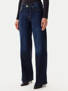 Guess Jeansy W5BA96 D4U54 Granatowy Wide Leg. Niebieskie jeansy Guess, z aplikacjami, z bawełny. Za 699,99 zł.