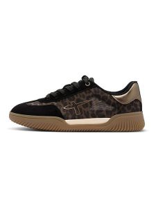 Tamaris Sneakersy w kolorze złoto-czarno-brązowym rozmiar: 37. Brązowe trampki Tamaris, bez wzorów, z materiału, bez zapięcia. Za 144,92 zł.