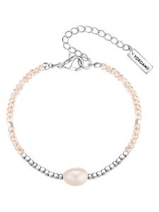 Yokoamii Posrebrzana bransoletka z perłą rozmiar: onesize. Szare bransoletki Yokoamii, z kryształem, metalowe. Za 39,99 zł.