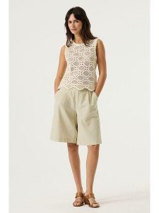 Garcia Top w kolorze kremowym rozmiar: L. Brązowe topy Garcia, l, bez wzorów, z bawełny, bez kołnierzyka, bez ramiączek. Za 194,95 zł.