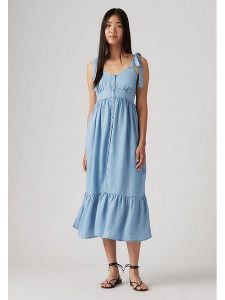 Levi's Sukienka dżinsowa w kolorze błękitnym rozmiar: S. Niebieskie sukienki Levi's®, na co dzień, s, bez wzorów, z lyocellu, bez kołnierzyka, bez ramiączek, maxi, proste. Za 107,45 zł.