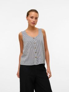Vero Moda Top w kolorze granatowo-białym rozmiar: XL. Białe topy Vero Moda, s, bez wzorów, z wiskozy, klasyczne, bez kołnierzyka, bez ramiączek. Za 48,28 zł.