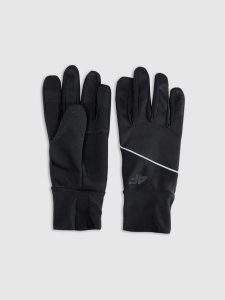 4F Rękawiczki softshellowe Touch Screen uniseks - czarne XL. Czarne rękawiczki 4f, bez wzorów, z softshellu. Za 69,99 zł.