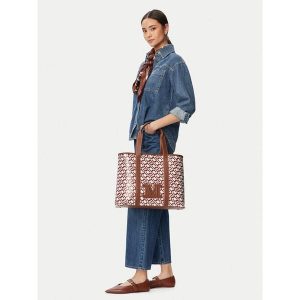 Torebka Max Mara Beachwear. Brązowe shopper bag Max Mara Beachwear, bez wzorów, bez dodatków. Za 660,99 zł.