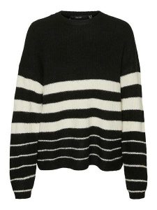 Vero Moda Sweter w kolorze czarno-białym rozmiar: XS. Czarne swetry oversize Vero Moda, xs, bez wzorów, ze splotem, bez ramiączek. Za 61,75 zł.