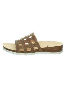 Think! Skórzane klapki "Julia" w kolorze brązowym rozmiar: 36. Brązowe klapki Think, bez wzorów, z otwartym noskiem, bez obcasa, na koturnie. Za 196,70 zł.