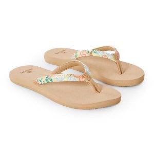 Japonki damskie Rip Curl Freedom Bloom Open Toe. Brązowe klapki RIPCURL, bez wzorów, z otwartym noskiem, bez obcasa. Za 97,99 zł.