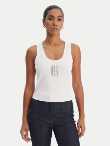 Fracomina Top FP26ST2003J42701 Biały Slim Fit. Białe topy Fracomina, s, bez wzorów, z syntetyku, bez kołnierzyka, bez ramiączek. Za 177,99 zł.