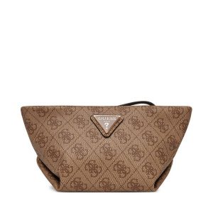 Kosmetyczka Guess. Brązowe kosmetyczki Guess, z aplikacjami. Za 169,99 zł.