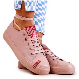 Buty Sportowe Big Star JJ274167 Różowe. Czerwone trampki bez wzorów, z gumy, bez zapięcia. Za 205,59 zł.