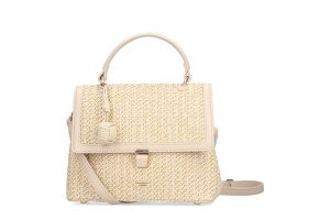RIEKER H1606-60 beige, torebka, kuferek damski. Brązowe torebki klasyczne Rieker, bez wzorów, z materiału, bez dodatków. Za 174,93 zł.