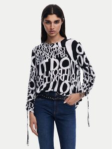 Desigual Bluzka 25SWBW04 Czarny Regular Fit. Czarne bluzki Desigual, l, bez wzorów, z wiskozy, bez kołnierzyka, bez ramiączek. Za 259,99 zł.