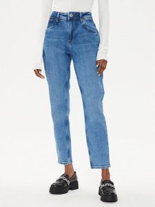 Pepe Jeans Jeansy Violet PL204176 Niebieski Mom Fit. Niebieskie jeansy Pepe Jeans, bez wzorów, z bawełny. Za 309,99 zł.