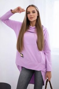 Bluza z długim tyłem i kapturem ciemny fiolet. Bluzy KESI, l, bez wzorów, z bawełny. Za 229,98 zł.