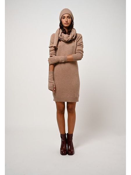 AUTHENTIC CASHMERE Kaszmirowa sukienka "Armet" w kolorze beżowym rozmiar: XL. Brązowe sukienki AUTHENTIC CASHMERE, xl, bez wzorów, z kaszmiru, bez kołnierzyka, bez ramiączek, mini. Za 414,33 zł.