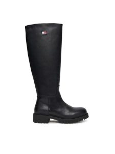 Tommy Jeans Kozaki Tjw Stretchy Long Shaft Boot EN0EN02828 Czarny. Czarne kozaki Tommy Jeans, bez wzorów, z jeansu, bez obcasa, na płaskiej podeszwie, bez zapięcia. Za 629,99 zł.