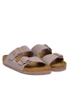 Birkenstock Klapki Arizona 1031427 Fioletowy. Fioletowe klapki Birkenstock, bez wzorów, ze skóry, bez obcasa. Za 449,99 zł.