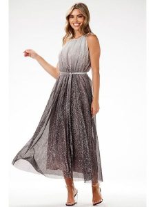Awama Sukienka w kolorze srebrno-brązowym rozmiar: M. Brązowe sukienki Awama, m, bez wzorów, z tkaniny, bez kołnierzyka, bez ramiączek, maxi. Za 319,99 zł.