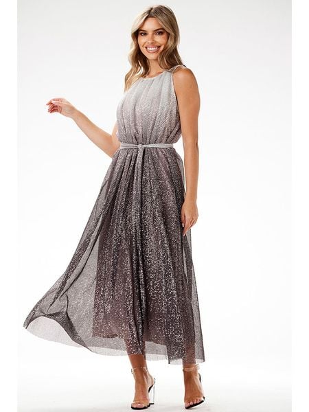 Awama Sukienka w kolorze srebrno-brązowym rozmiar: XL. Brązowe sukienki Awama, xl, bez wzorów, z tkaniny, bez kołnierzyka, bez ramiączek, maxi. Za 319,99 zł.