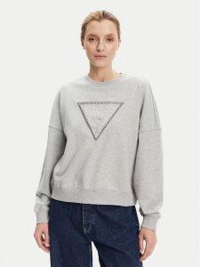 Guess Bluza W5YQ04 KC8I0 Szary Regular Fit. Szare bluzy Guess, xxl, z aplikacjami, z bawełny, bez kaptura. Za 299,99 zł.
