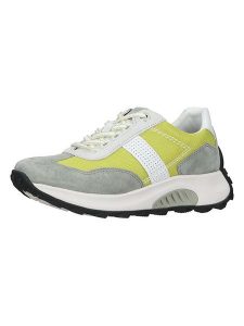 Gabor Skórzane sneakersy w kolorze biało-żółto-szarym rozmiar: 39. Białe trampki Gabor, bez wzorów, z materiału, bez zapięcia. Za 338,21 zł.