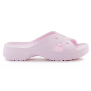 Klapki Crocs Classic Womens Cross Strap 210840-6ZW różowe. Czerwone klapki bez wzorów, bez obcasa. Za 287,57 zł.