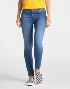 SPODNIE DAMSKIE LEE SCARLETT HIGH BLUE L526PFYO 112111798. Niebieskie rurki Lee, z jeansu. Za 199,99 zł.