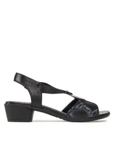 Go Soft Sandały WI23-BETTY-06 Czarny. Czarne sandały Go Soft, bez wzorów, ze skóry, bez obcasa, na słupku, bez zapięcia. Za 179,99 zł.