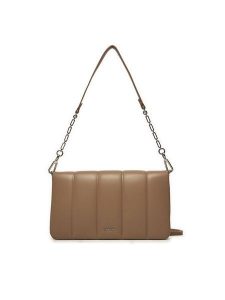 Calvin Klein Torebka Line Quilt Shoulder Bag K60K612787 Brązowy. Brązowe torebki klasyczne Calvin Klein, bez wzorów, ze skóry, bez dodatków. Za 279,99 zł.