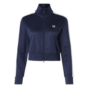 Damski crop jacket Fila Lorce. Niebieskie kurtki Fila, bez wzorów, z dresówki, bez kaptura. W wyprzedaży za 259,50 zł.