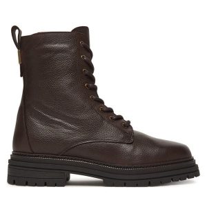 Trapery Tommy Hilfiger. Brązowe buty zimowe TOMMY HILFIGER, bez obcasa, bez zapięcia. Za 679,99 zł.
