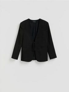 Marynarka z lyocellem - czarny. Czarne marynarki i żakiety Reserved, l, bez wzorów, z lyocellu. Za 179,99 zł.